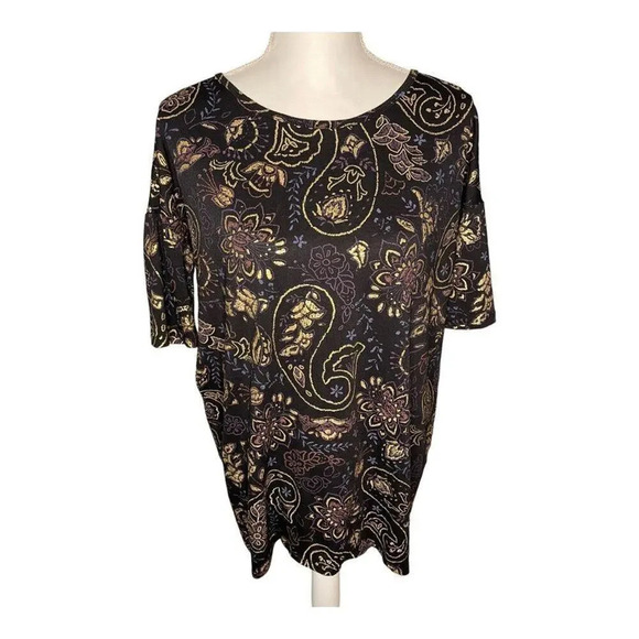 Lularoe Oversized Women’s XXS Classy Irma black with gold paisley design - Picture 1 of 4